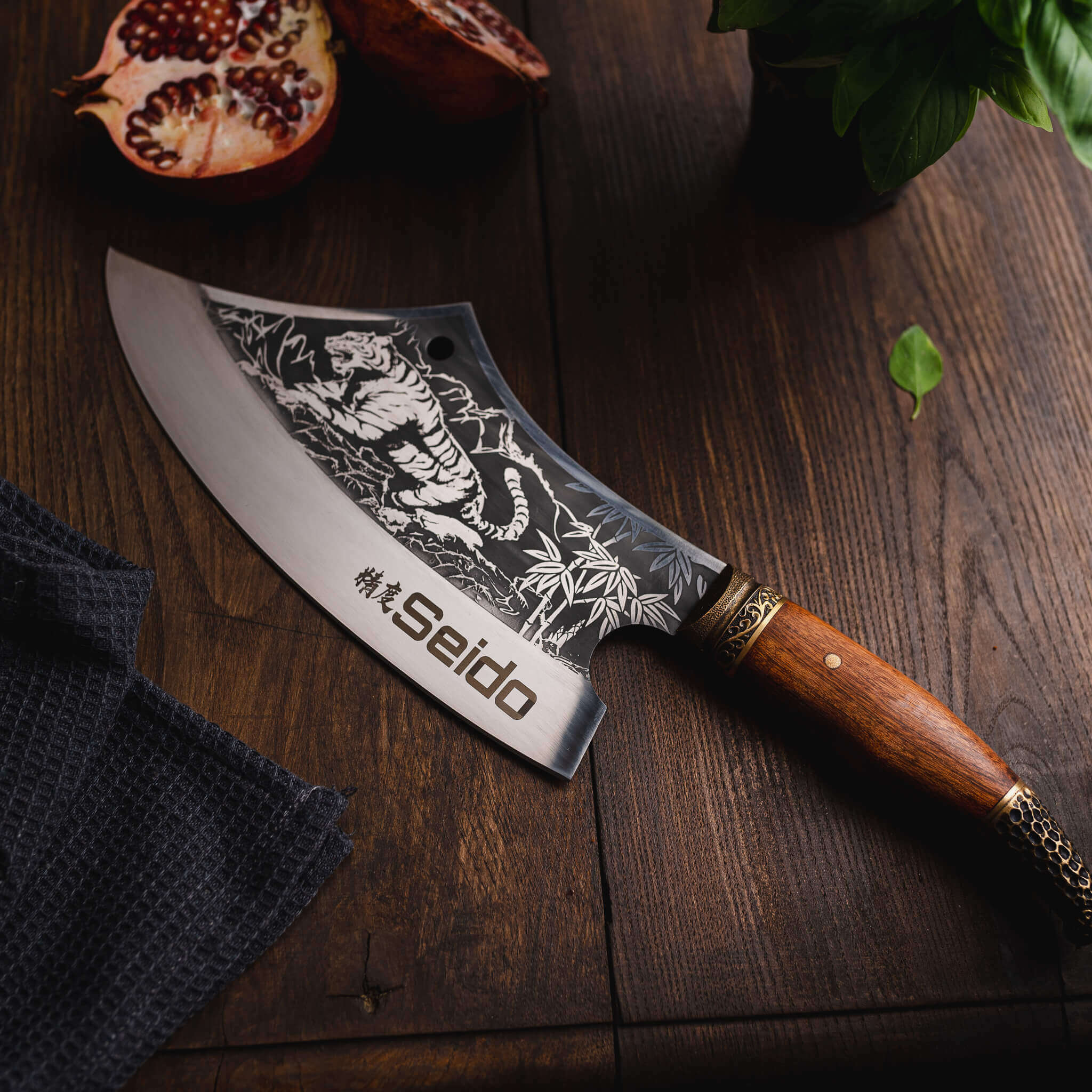  Seido Knives Kemono Cleaver Knife Full-tang Premium Polished  Rosewood Handle - Vanadium Steel Cleaver Knife : Home & Kitchen