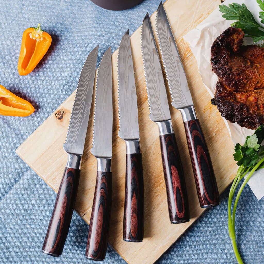 5-piece serrated steak knives
