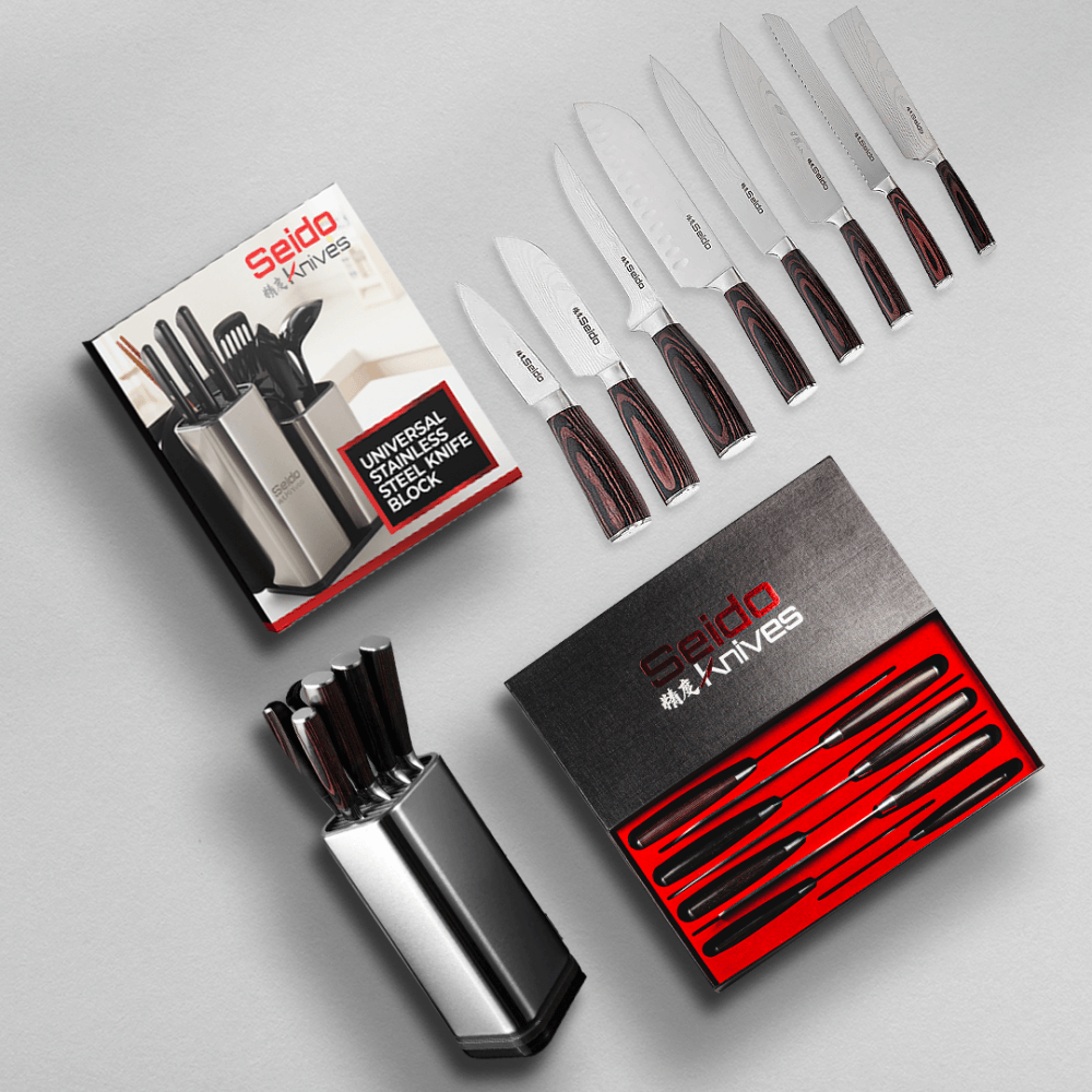 9-Piece bundle, Master Chef Knife Set with Universal Knife Block
