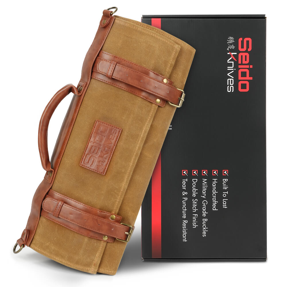 Classic Knife Roll, Heavy Duty Canvas & Leather with signature packaging