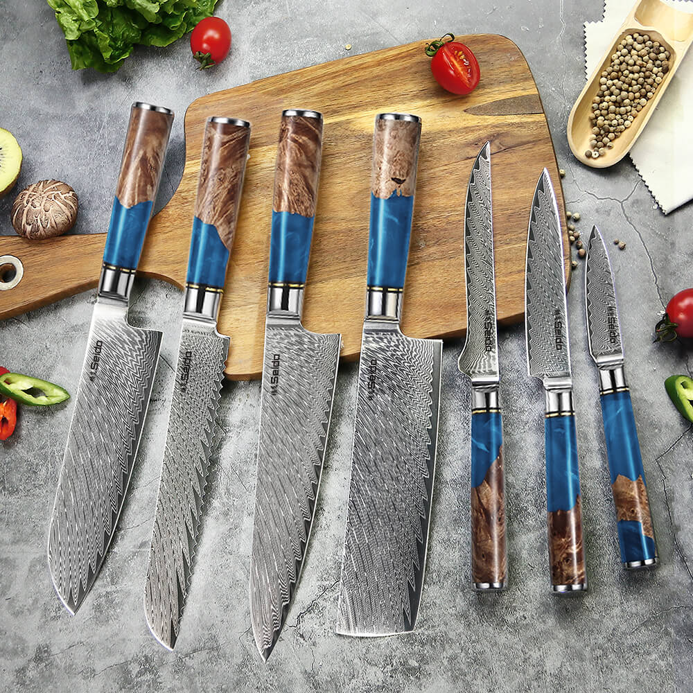 Damascus Steel Knife Set, Japanese Chef Knives