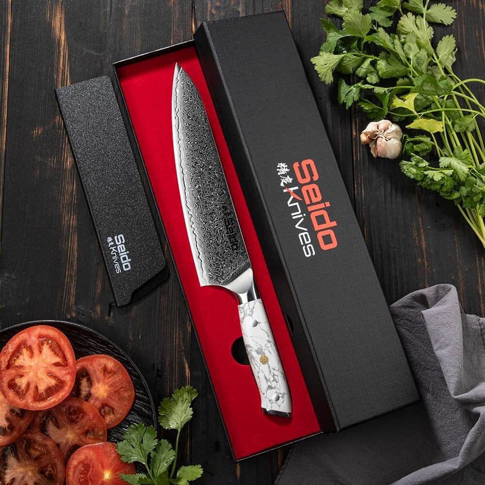 thumbnail image 2 of Gyuto Chef Knife - 8 Inch Professional Hand Forged Kitchen Chef Knife High Carbon Japanese Aus 8 Stainless Steel Chef Knife With Rosewood Handle Gift Box 2 of 12