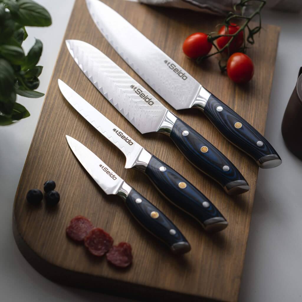 4-pc Kanpeki Damascus Knife set by seido knives