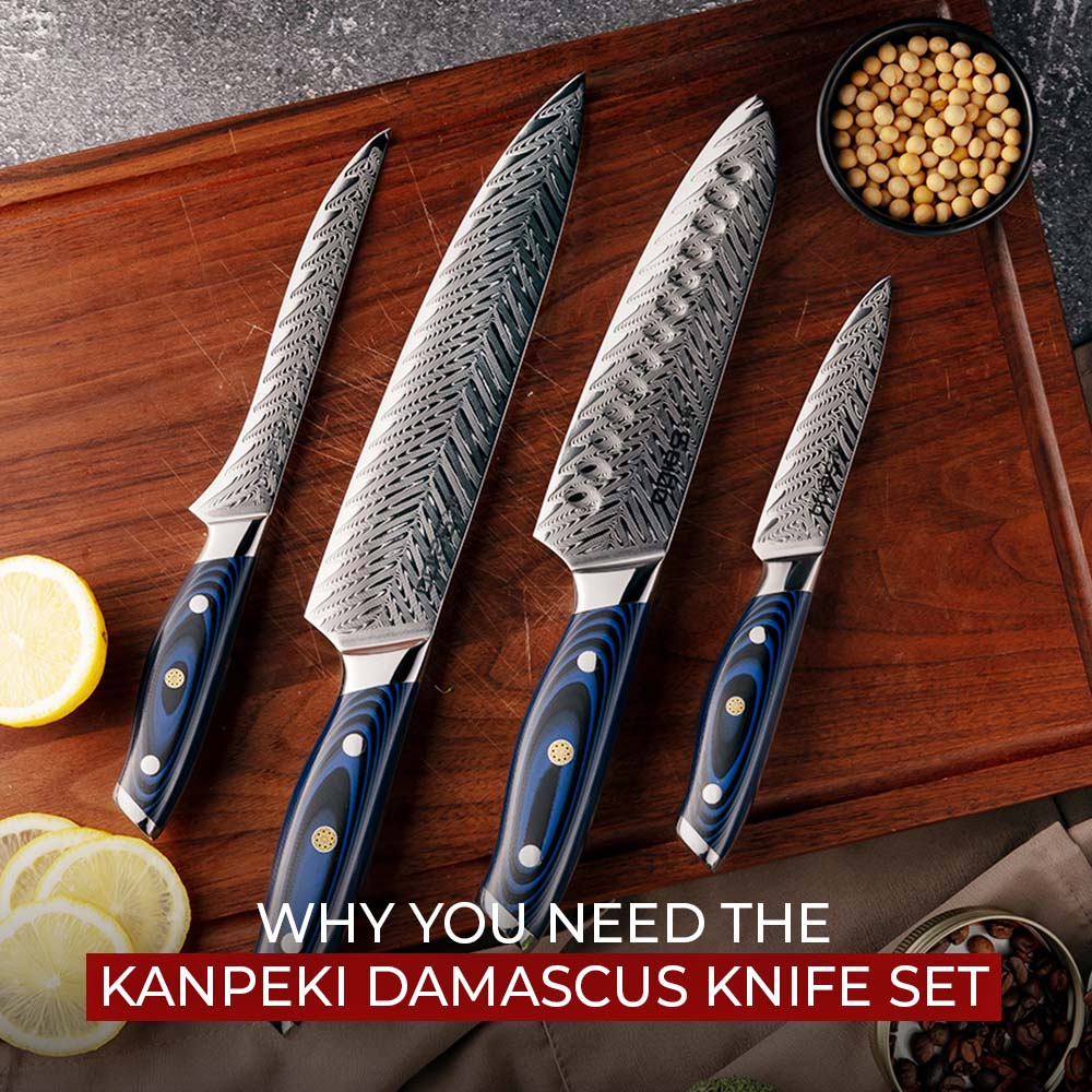 4-pc Kanpeki Damascus Knife set by seido knives