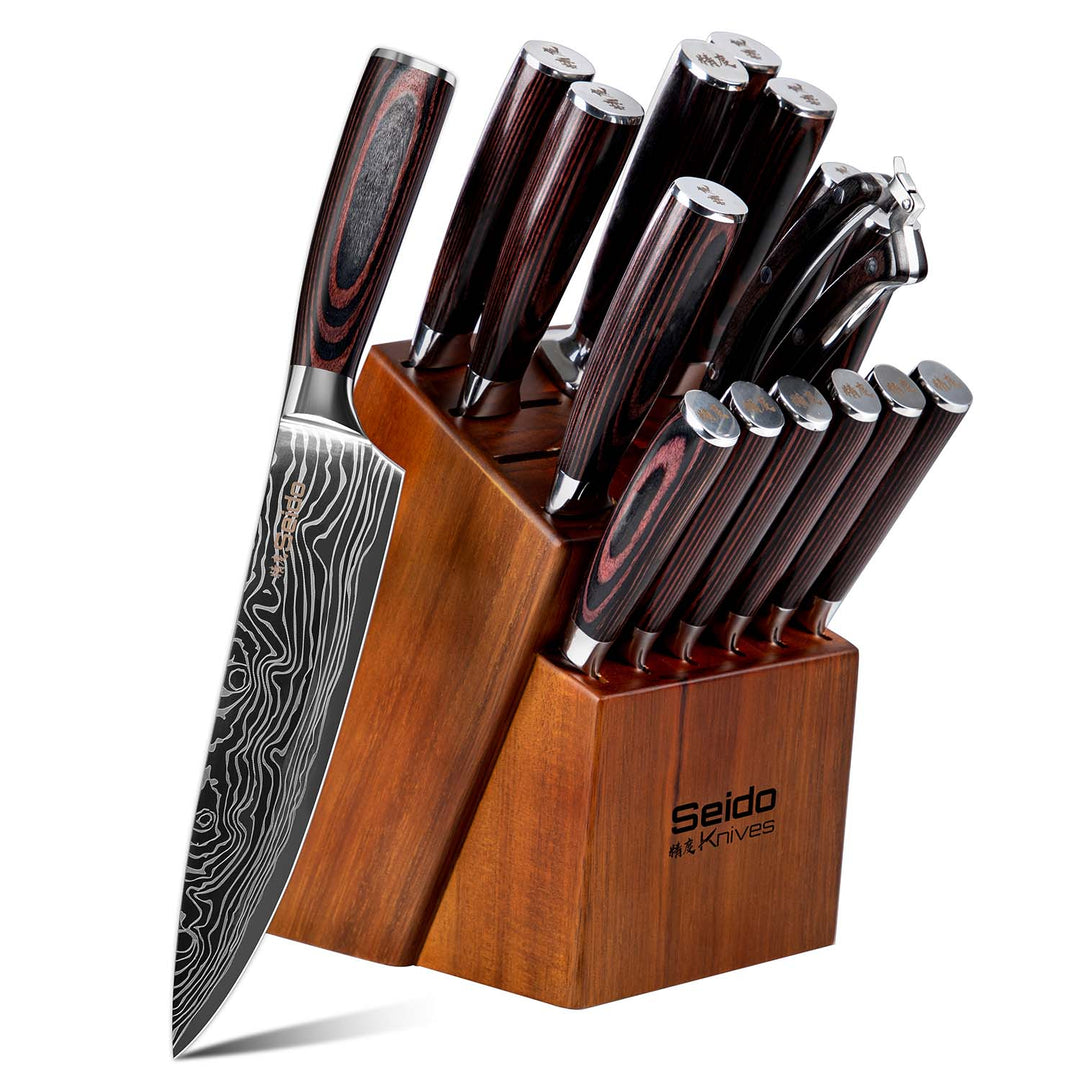 17-piece Master chef knife block set