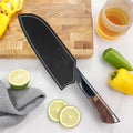 Titan 7-inch Santoku Knife with black leather sheath