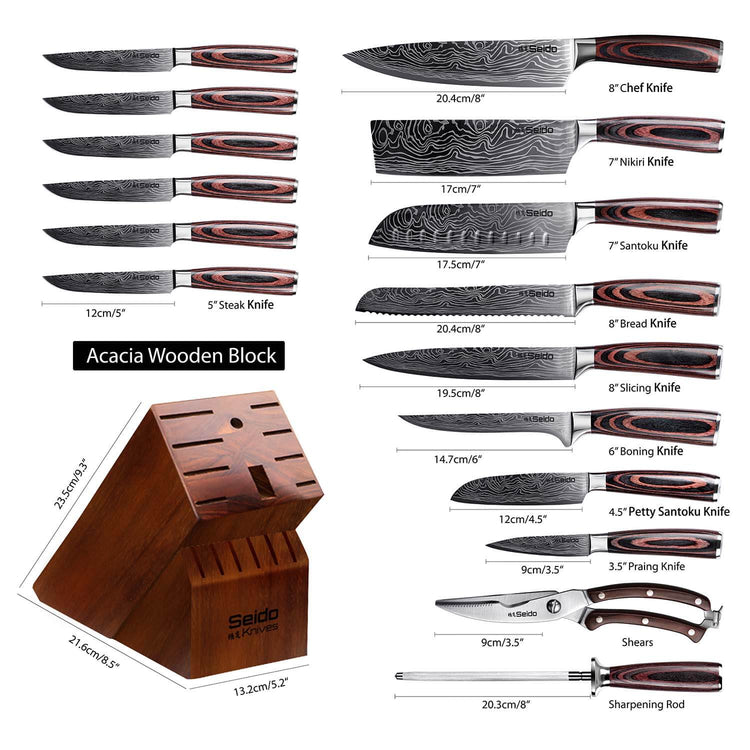 17-Piece Master Chef Knife Block Set | Seido Knives
