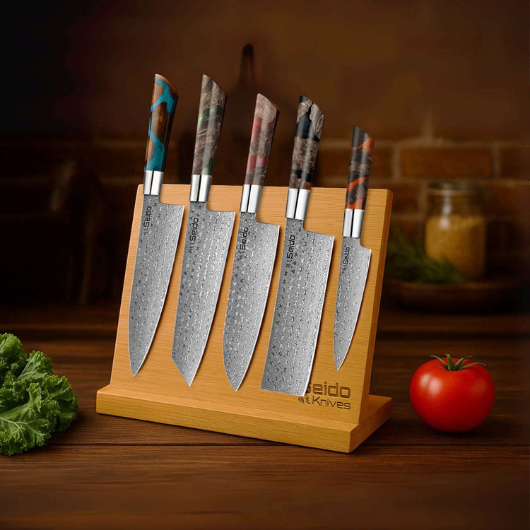 Shinko 5-piece 110 layer Damascus Knife Set | Seido Knives