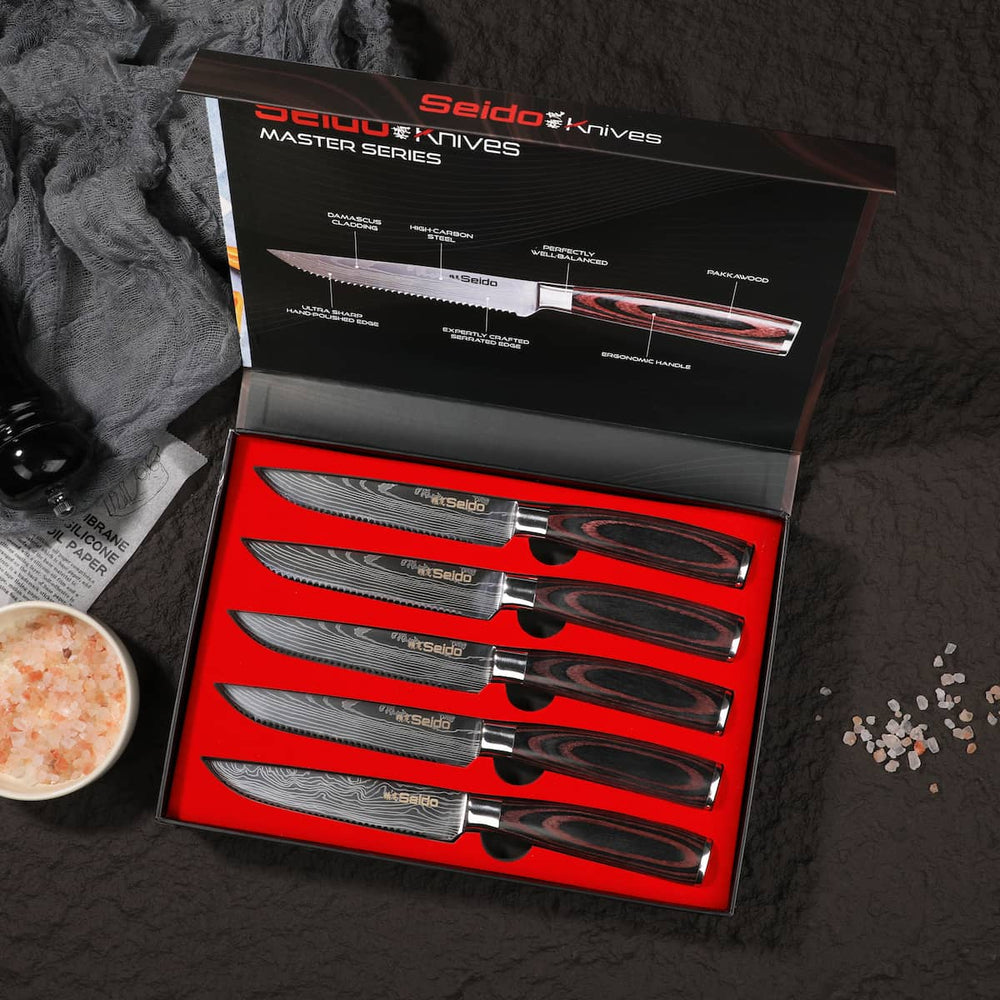 Seido serrated Steak Knives in gift box