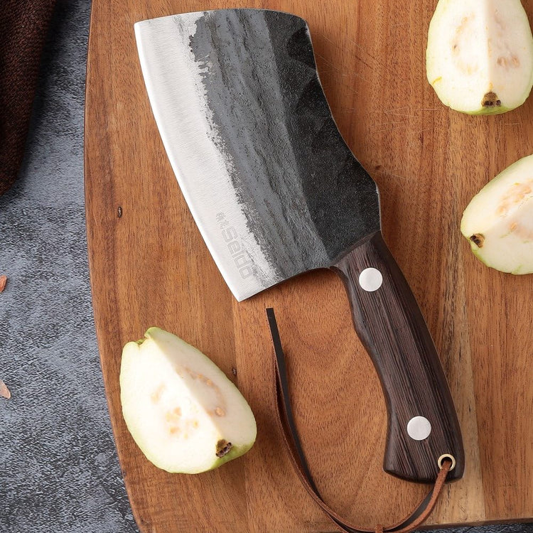 Wooden Handle Upgrade High Carbon Steel Meat Cleaver Knife Heavy