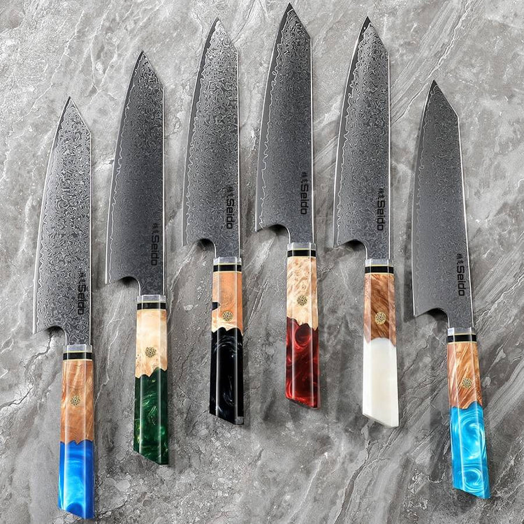 Premium Knife Set High Carbon Steel Kitchen Knives With Red Resin Handle