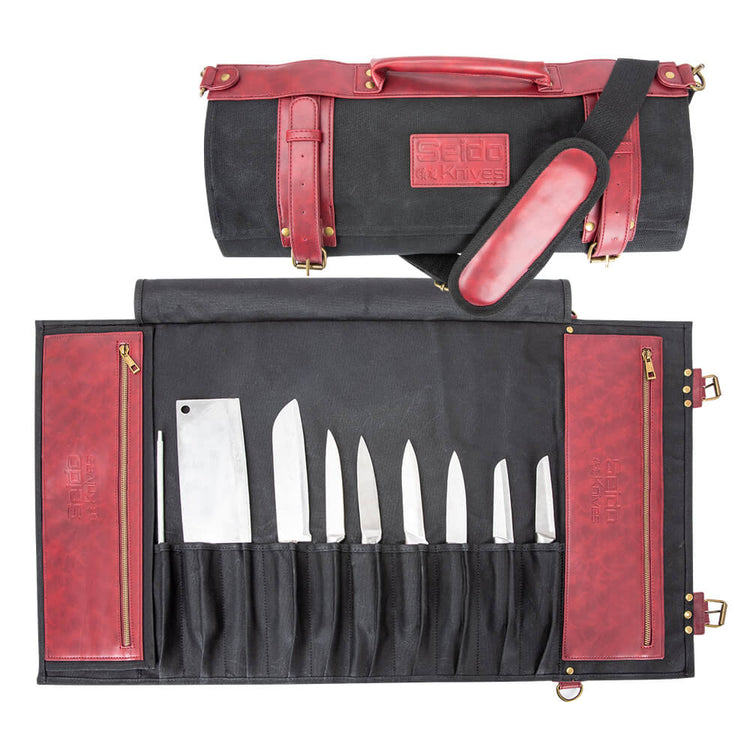 17 Pocket Leather Knife Bag
