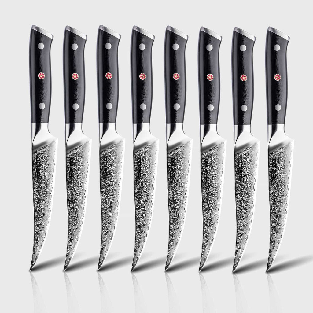 Shujin Damascus 4 & 8-Piece Steak Knives | Seido Knives