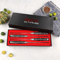 Awabi serrated steak knives presented in a Seido gift box with red inlay.