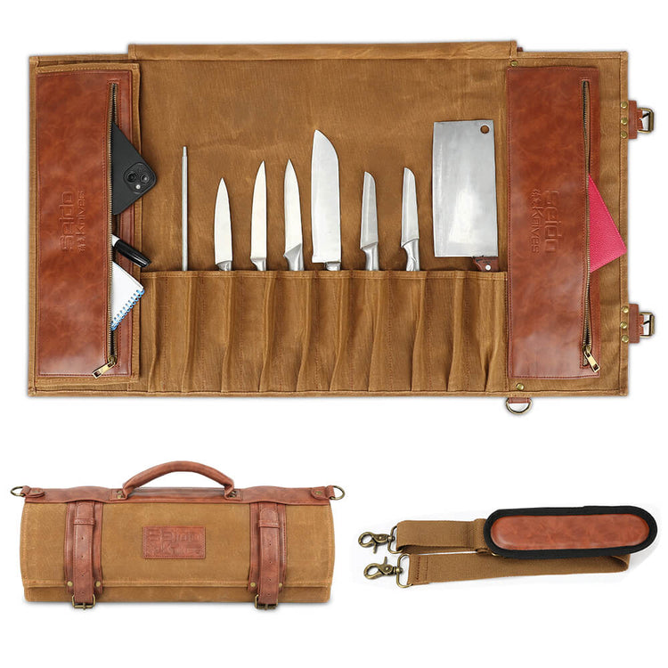 Classic Chef Knife Bag  Brown Heavy Duty Knife Roll Bag