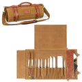 A stylish knife roll bag by Seido Knives, perfect for chefs on the go! Safely store and transport your knives with ease.