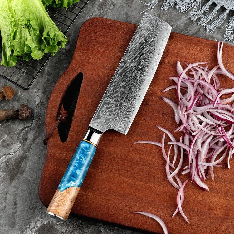Kanji Damascus Knife Set - Japanese Damascus Kitchen Chef Knives