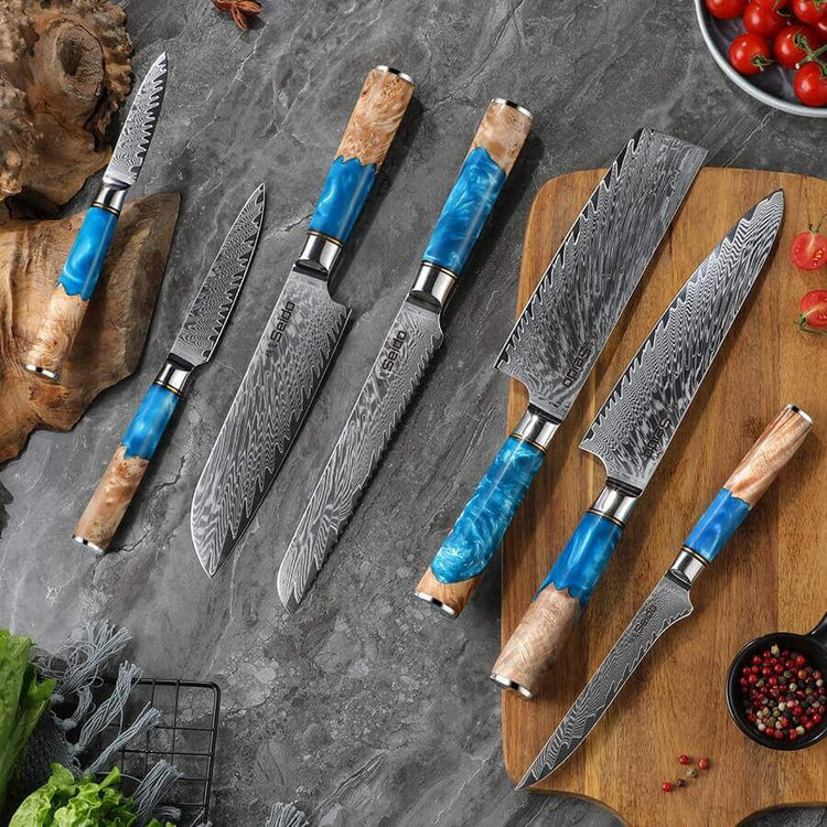 Seido Knives Damascus Steel Assorted Knife Set