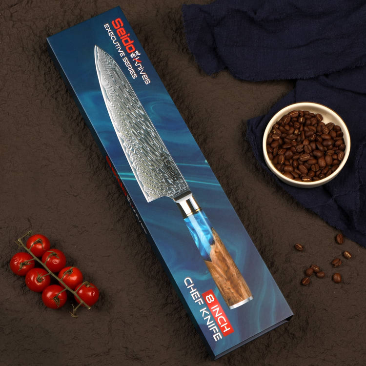 Gyuto Executive Chef Knife: Blue Resin Handle | Seido Knives