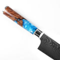 Gyuto knife blue resin wood handle
