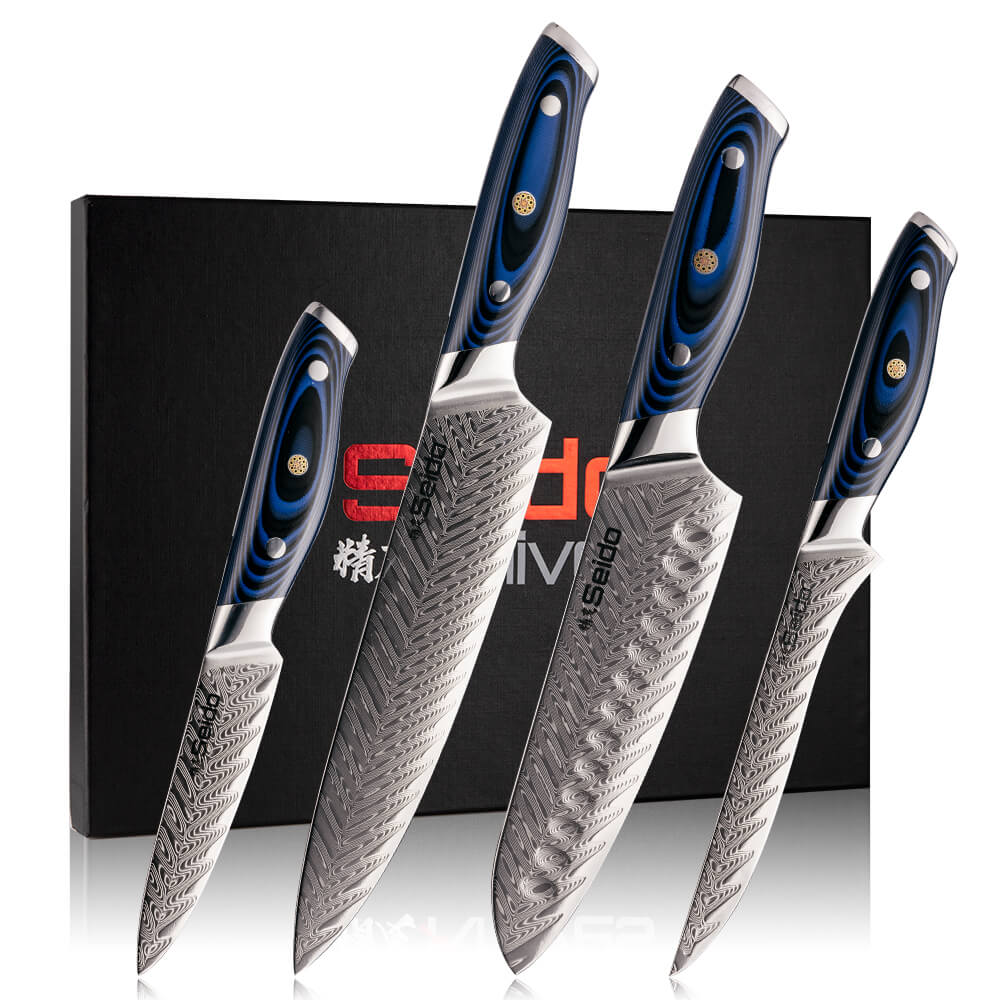 4 Piece Hand Forged Supreme Quality High Carbon Steel Kitchen Knives Set