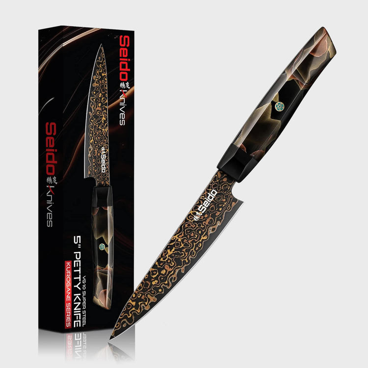 Kurogane Rainbow Damascus Petty Knife 5
