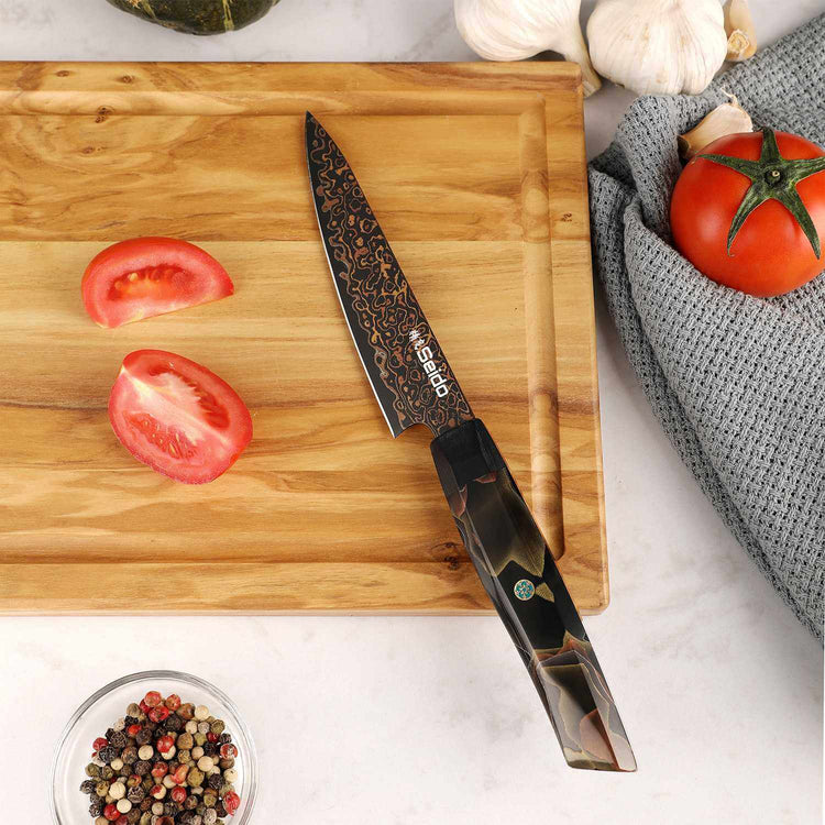 Kurogane Rainbow Damascus Petty Knife 5