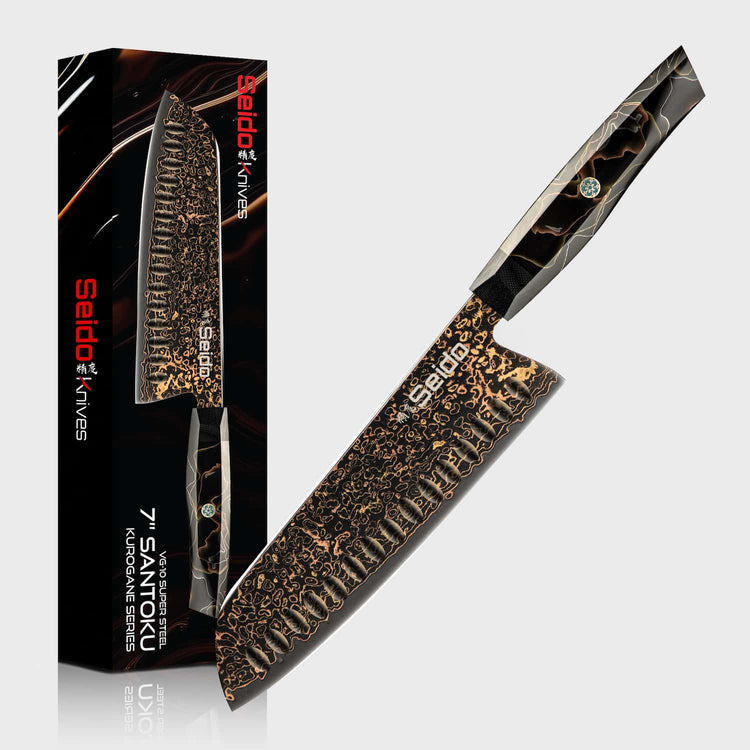Kurogane Series VG-10 Steel 7-inch Santoku | Seido Knives