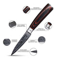 Knife with features highlighted on a white background