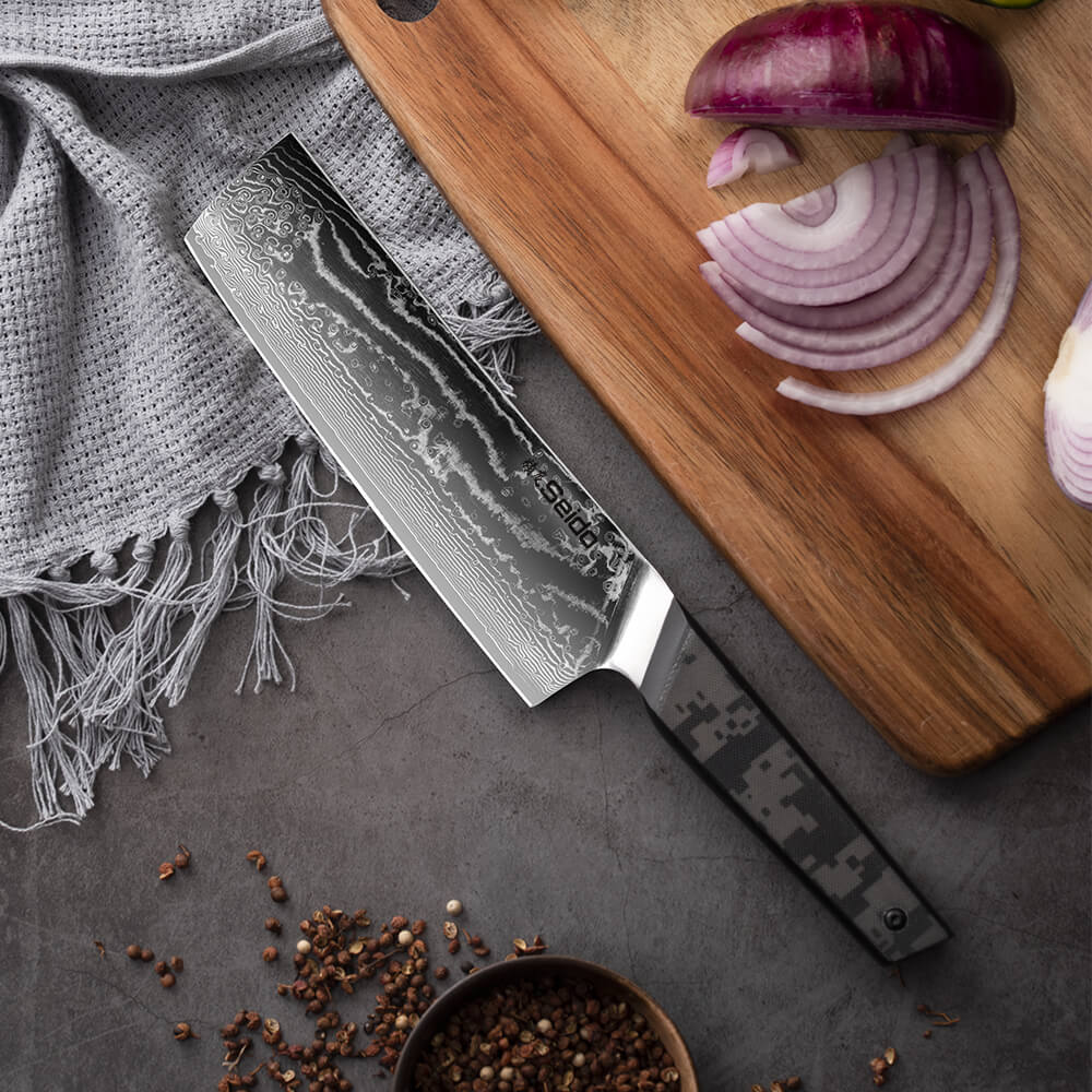 Meisai Damascus Knife Set, 5-Piece Chef Knives, Seido Knives