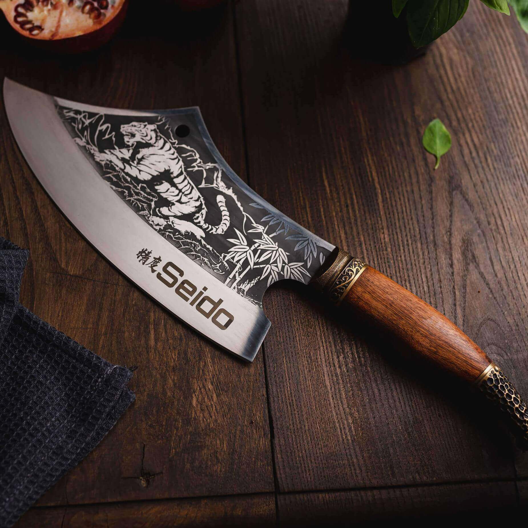 Seido Knives 5-Piece Caveman Butcher Knife Set - Best Butcher Knives Forged  High-Carbon Stainless Steel, Black Oxide - Mahogany Handle Designed with
