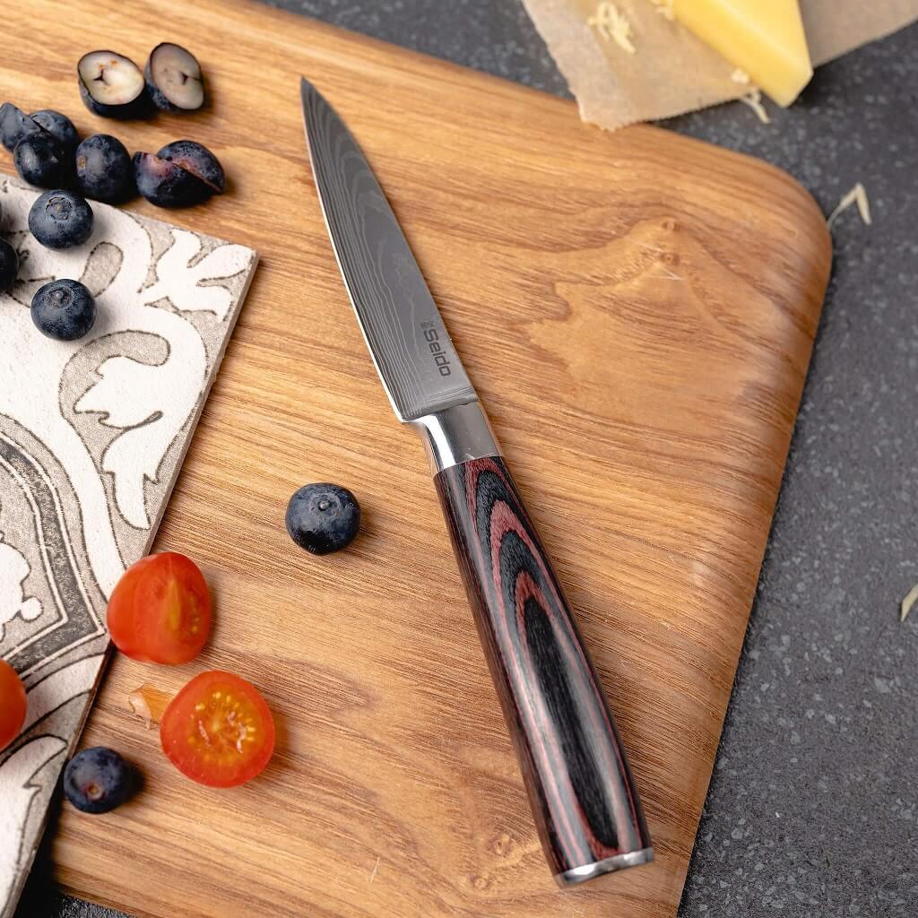 Japanese High Carbon Stainless Steel Fruit Knife With Oak Wood Handles,  Knife Resists Rust and Stain, Sharp Paring Knife for Cutting Fruit 