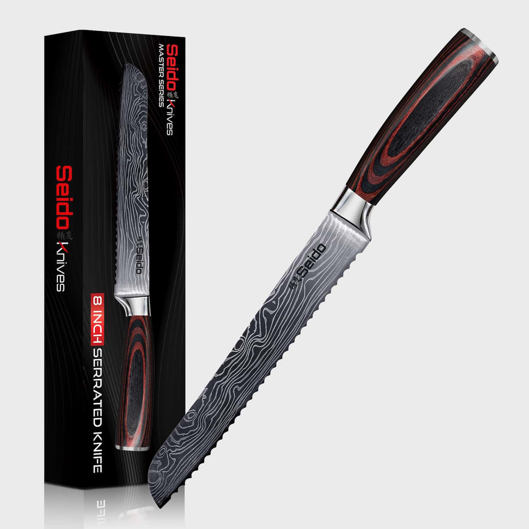 SEIDO Master Series 8-inch Bread Knife in premium gift packaging