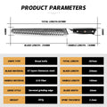Shujin Serrated bread knife product parameters with detailed measurements and material information.