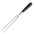 Carving fork with black handle on a white background