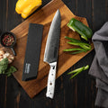 Elevate your cooking game with the Takoizy Gyuto Chef Knife from Seido Knives. Its white handle adds a touch of elegance to your kitchen.