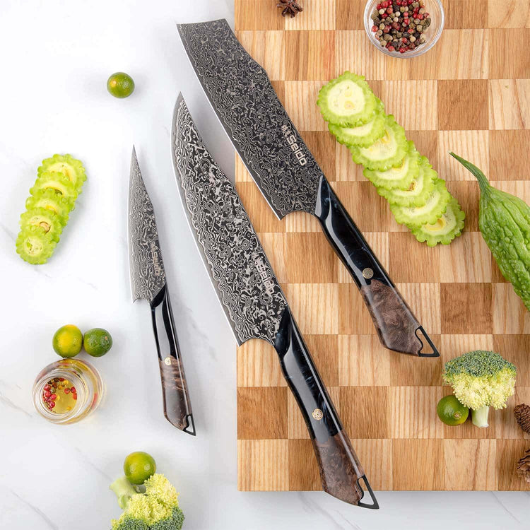 Hand Made Damascus Steel Chef Knife Set with leather roll, Kitchen Knife Set, Set of 5 Pieces, Japanese on sale Chef knife set, best Christmas gift