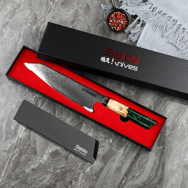  Seido Knives Kiritsuke Chef Knife Epoxy Resin Stabilized Wood  Handle (Night Black): Home & Kitchen