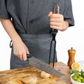 Titan Gyuto chef knife being used for vegetable preparation