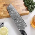 Close-up of the Titan Nakiri Damascus blade