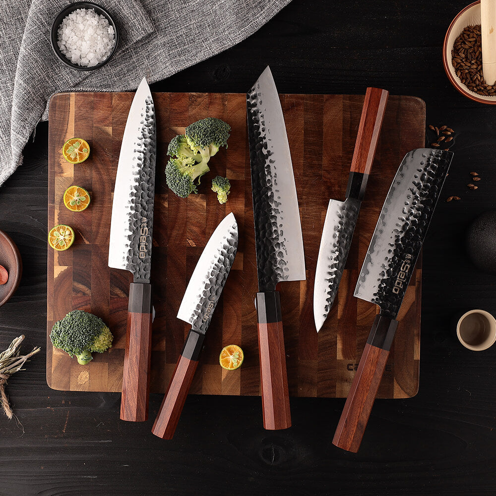 Hageshi AUS10 Japanese Knife Set: Precision and quality in one package. Perfect for all your culinary needs.