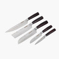5-piece master chef knife set on white bg