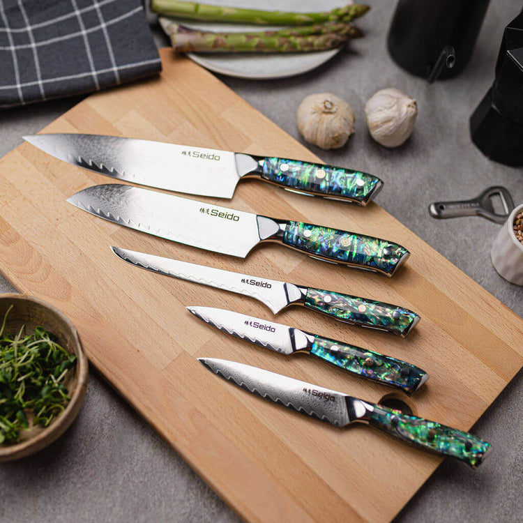 Awabi Complete Kitchen Knife 4 pc Set - with Abalone in Resin Handle —  WoodWorld of Texas