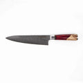 Red Gyuto Executive Damascus Steel Chef Knife, White background