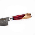 Red Gyuto Executive Damascus Steel Chef Knife Handle White background