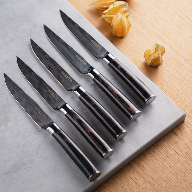 Serrated Steak Knife Set  Solid Stainless Steel Steak Knives