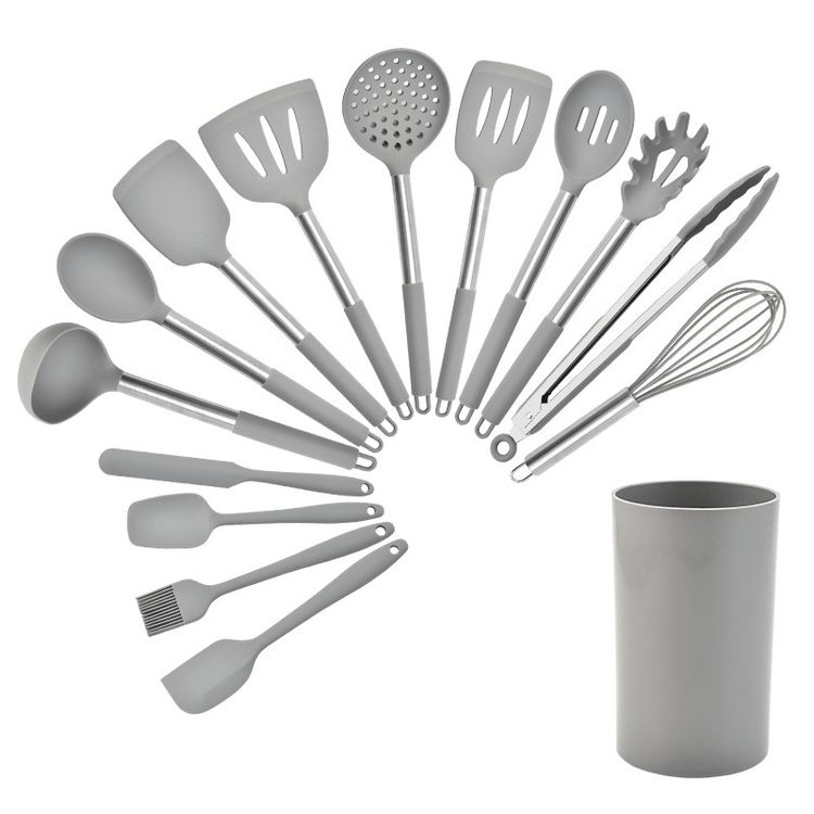 Silicone Cooking Utensil Set,Umite Chef Kitchen Utensils 15pcs Cooking Utensils Set Non-Stick Heat Resistan BPA-Free Silicone Stainless Steel Handle